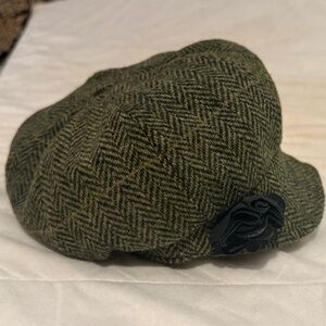 Muckross Green Herringbone Flat Cap